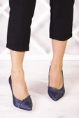 Erkan Saçmacı Roland Lacivert Saten Taşlı Kadeh Topuklu Stiletto thumbnail 3