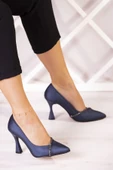 Erkan Saçmacı Roland Lacivert Saten Taşlı Kadeh Topuklu Stiletto thumbnail 2