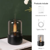Hava Nemlendirici Retro Mum Işığı Tarzı Aroma Difüzörü Gece Lambası 120ML. - 2