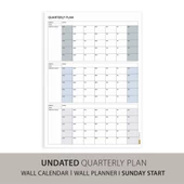 Amerikan Standardı Tarihsiz Üç Aylık Duvar Takvimi, Gri Renkler, Pazar Günü Başlagıç, Üç Aylık Duvar Planlayıcısı, 90 Gü thumbnail 2