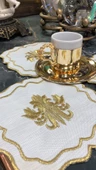 Liva Gold 6lı Kokteyl Sunum Peçetesi Nakış Işlemeli Kahve Sunumluk Peçete - 1
