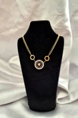 Trade Bazaar Gold Renk Medusa Model Çelik Zirkon Taşlı Madalyon Kolye - 1