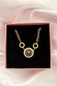 Trade Bazaar Gold Renk Medusa Model Çelik Zirkon Taşlı Madalyon Kolye - 2