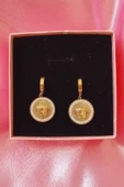 Çelik Gold Medusa Model Taşlı Küpe Medusa - 2