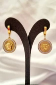 Çelik Gold Medusa Model Taşlı Küpe Medusa - 1