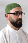 Fıstık Yeşili Dantel Detaylı Örme Gold Namaz Takkesi - 2