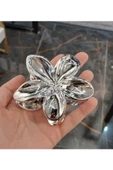 akrilik parlak büyük 2 lı lotus madal toka set 8CM (renk seçiniz) gri gold - 9