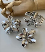 akrilik parlak büyük 2 lı lotus madal toka set 8CM (renk seçiniz) gri gold - 7