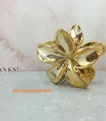 akrilik parlak büyük 2 lı lotus madal toka set 8CM (renk seçiniz) gri gold - 2