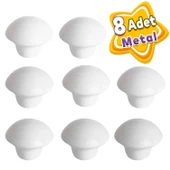 8 Adet Beyaz Mantar Düğme Kulp Mobilya Çekmece Dolap Kapak Kulbu Metal Kulp Aksesuarları Vidalı - 1
