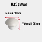 15 Adet Beyaz Mantar Düğme Kulp Mobilya Çekmece Dolap Kapak Kulbu Metal Kulp Aksesuarları Vidalı - 3