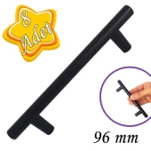 8 Adet Boy Kulp Mat Siyah 96 mm Kulp Mobilya Mutfak Dolabı Çekmece Dolap Kapak Kulpu Kulbu Metal Kulpları - 1