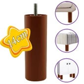 Silindir Destek Ayağı 14 Cm Kahverengi Gizli Mobilya Kanepe Baza Koltuk Ayakları Metrik 8 Civatalı İnce Diş - 1