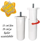 Ayarlı Destek Ayağı 13 x 19 cm Beyaz Gizli Ayak M8 Civatalı İncediş Mobilya Kanepe Baza Koltuk Dolap thumbnail 1