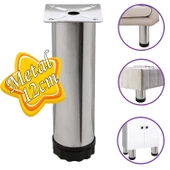 Metal Ayarlanabilir 12 cm Krom Destek Ayak Mobilya Kanepe Baza Koltuk Dolap Sehpa TV Ünitesi Ayağı - 1