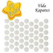 50 ADET Beyaz Vida Kapatıcı  Yapışkanlı Vida Tapası Tıpası Kapağı Vida Gizleyici - 1