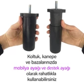 4 Adet Ayarlı Destek Ayağı 13 x 19 cm Siyah Gizli Ayak M8 Civatalı İncediş Mobilya Kanepe Baza Koltuk - 3