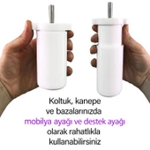 Ayarlı Destek Ayağı 9.5 x 14.5cm Beyaz Gizli Ayak M8 Civatalı İncediş Mobilya Kanepe Baza Koltuk - 3