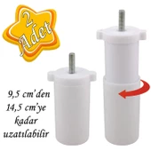 2 Adet Ayarlı Destek Ayağı 9.5 X 14.5 Cm Beyaz Gizli Mobilya Kanepe Baza Koltuk Ayakları Metrik 8 Civatalı İnce Diş - 1