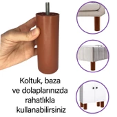 8 Adet Silindir Destek Ayağı 14 Cm Kahverengi Gizli Mobilya Kanepe Baza Koltuk Ayakları Metrik 8 Civatalı İnce Diş - 2
