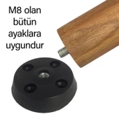 8 Adet Düz Ayak Tabanı Siyah Mobilya Masa Sehpa Ayağı Bağlantı Aparatı Plastik - 3