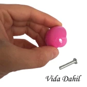 15 Adet Pembe Mantar Düğme Kulp Çocuk Bebek Mobilya Çekmece Dolap Kapak Kulbu Metal Kulp Aksesuarları Vidalı - 2