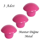3 Adet Pembe Mantar Düğme Kulp Çocuk Bebek Mobilya Çekmece Dolap Kapak Kulbu Metal Kulp Aksesuarları Vidalı - 1