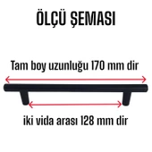 12 Adet Boy Kulp Mat Siyah 128 mm Kulp Mobilya Mutfak Dolabı Çekmece Dolap Kapak Kulpu Kulbu Metal - 2