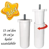 4 Adet Ayarlı Destek Ayağı 13 x 19 cm Beyaz Gizli Ayak M8 Civatalı İncediş Mobilya Kanepe Baza Koltuk thumbnail 1