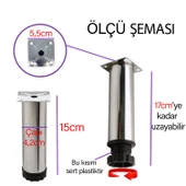 8 Adet Metal Ayarlanabilir 15 cm Krom Destek Ayağı Mobilya Kanepe Baza Koltuk Dolap Sehpa TV Ünitesi Ayağı thumbnail 3