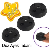 3 Adet Düz Ayak Tabanı Siyah Mobilya Masa Sehpa Ayağı Bağlantı Aparatı Plastik - 1