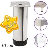 8 Adet Metal Ayarlanabilir 10 cm Krom Destek Ayağı Mobilya Kanepe Baza Koltuk Dolap Sehpa TV Ünitesi Ayağı - 1