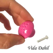 Pembe Noktalı Mantar Düğme Kulp Çocuk Bebek Mobilya Çekmece Dolap Kapak Kulbu Metal Kulp Aksesuarları Vidalı - 2