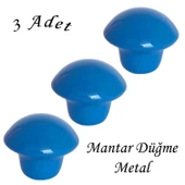 3 Adet Mavi Mantar Düğme Kulp Çocuk Bebek Mobilya Çekmece Dolap Kapak Kulbu Metal Kulp Aksesuarları Vidalı - 1