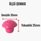 Pembe Noktalı Mantar Düğme Kulp Çocuk Bebek Mobilya Çekmece Dolap Kapak Kulbu Metal Kulp Aksesuarları Vidalı - 3