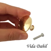 Düz Düğme Altın Gold Kulp Mobilya Çekmece Dolap Kapak Kulbu Metal Kulp Aksesuarları Vidalı - 2