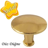 Düz Düğme Altın Gold Kulp Mobilya Çekmece Dolap Kapak Kulbu Metal Kulp Aksesuarları Vidalı - 1