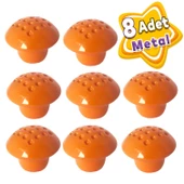 8 Adet Turuncu Noktalı Mantar Düğme Kulp Çocuk Bebek Mobilya Çekmece Dolap Kapak Kulbu Metal Kulp Aksesuarları Vidalı thumbnail 1