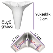Zelve 12 cm Beyaz Lüx Mobilya Kanepe Sehpa Ünite Koltuk Ayağı Baza Ayak - 3