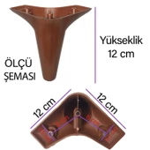 Zelve 12 cm Ceviz Ahşap Desenli Lüx Mobilya Kanepe Sehpa Ünite Koltuk Ayağı Baza Ayak - 3