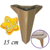4 Adet Serdivan 15 cm Açık Ceviz Lüx Mobilya Kanepe Sehpa Ünite Koltuk Ayağı Baza Ayak thumbnail 1