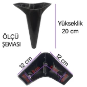 4 Adet Zelve 20 cm Siyah Lüx Mobilya Kanepe Sehpa Ünite Koltuk Ayağı Baza Ayak - 3