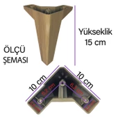 4 Adet Serdivan 15 cm Açık Ceviz Lüx Mobilya Kanepe Sehpa Ünite Koltuk Ayağı Baza Ayak thumbnail 3