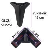8 Adet Serdivan 15 cm Siyah Lüx Mobilya Kanepe Sehpa Ünite Koltuk Ayağı Baza Ayak - 3
