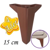 4 Adet Serdivan 15 cm Ceviz Ahşap Desenli Lüx Mobilya Kanepe Sehpa Ünite Koltuk Ayağı Baza Ayak - 1