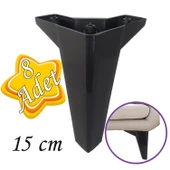 8 Adet Serdivan 15 cm Siyah Lüx Mobilya Kanepe Sehpa Ünite Koltuk Ayağı Baza Ayak - 1