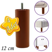 4 Adet Silindir Destek Ayağı 12 Cm Kahverengi Gizli Mobilya Kanepe Baza Koltuk Ayakları Metrik 8 Civatalı İnce Diş thumbnail 1