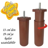 Ayarlı Destek Ayağı 13 x 19 cm Kahverengi Gizli Ayak M8 Civatalı İncediş Mobilya Kanepe Baza Koltuk - 1