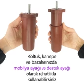 Ayarlı Destek Ayağı 13 x 19 cm Kahverengi Gizli Ayak M8 Civatalı İncediş Mobilya Kanepe Baza Koltuk - 3