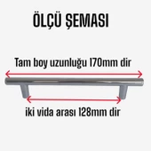 Boy Kulp Krom 128 mm Kulp Mobilya Mutfak Dolabı Çekmece Dolap Kapak Kulpu Kulbu Metal Kulpları - 3